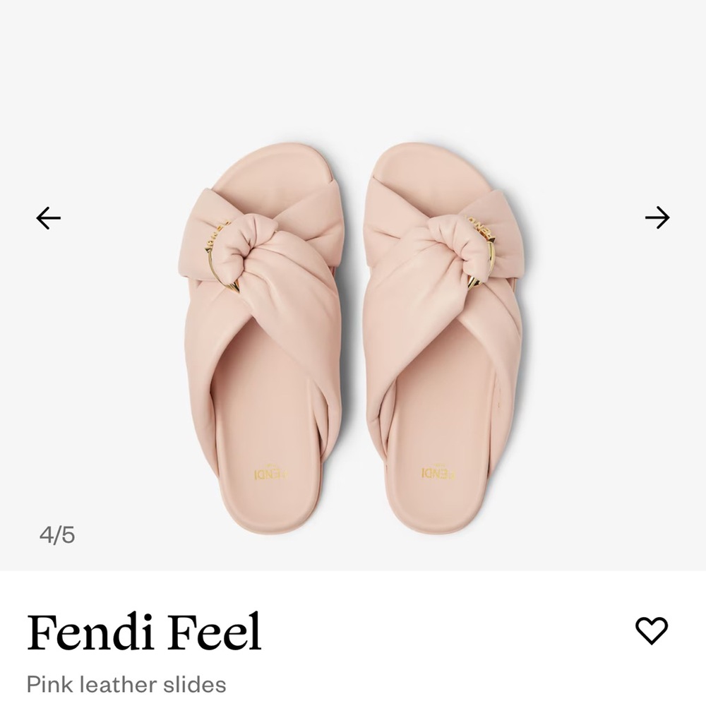 Excellent Condition Used: Fendi Feel Pink Knot Slide Sandals